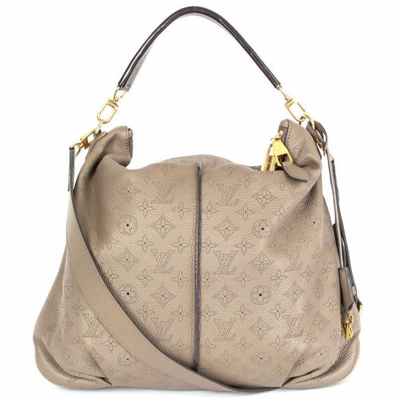 Louis Vuitton Ombre Taupe Mahina Leather Beige MM Shoulder Bag - Picture 1 of 6